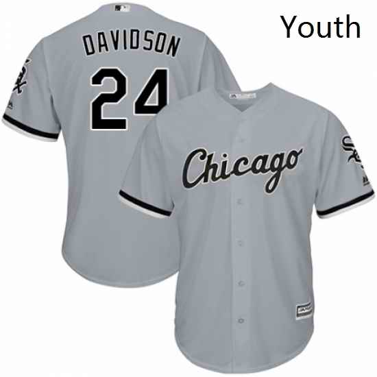 Youth Majestic Chicago White Sox 24 Matt Davidson Replica Grey Road Cool Base MLB Jersey